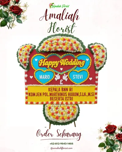 Karangan Papan Bunga Pernikahan di Nunuk